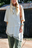 Asymmetrical lace trim tee
