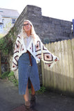 White border diamond granny square cardigan