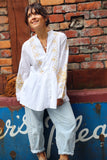 Embroidered sleeve blouse