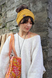 Pony tail beanie (Mustard)