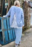Open back lace detail jumper (Blue)