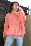 Ruffle sleeve coral jumper