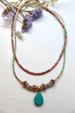 Turquoise stone layered beaded necklace