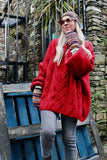 Oversized red cable knit jumper