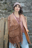 Fringe faux suede hand bag