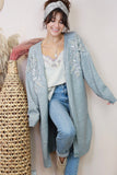 Embellished long grey cardigan