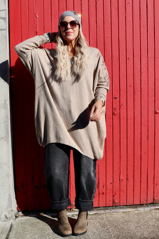 Floral crochet sleeve jumper