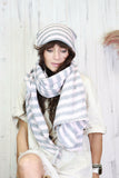 Stripe knit scarf (Pink and grey)
