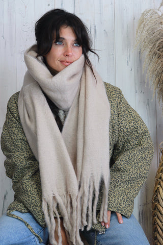 Soft Beige tassel scarf