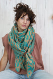 Blue leopard print soft knit scarf