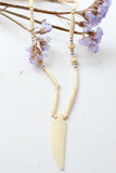 Horn and cream beaded necklace