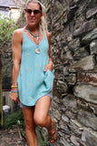 Embroidered cheesecloth cami (Blue)