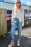 Light blue denim mom jeans