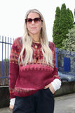 Fairisle wool jumper (Burgundy)