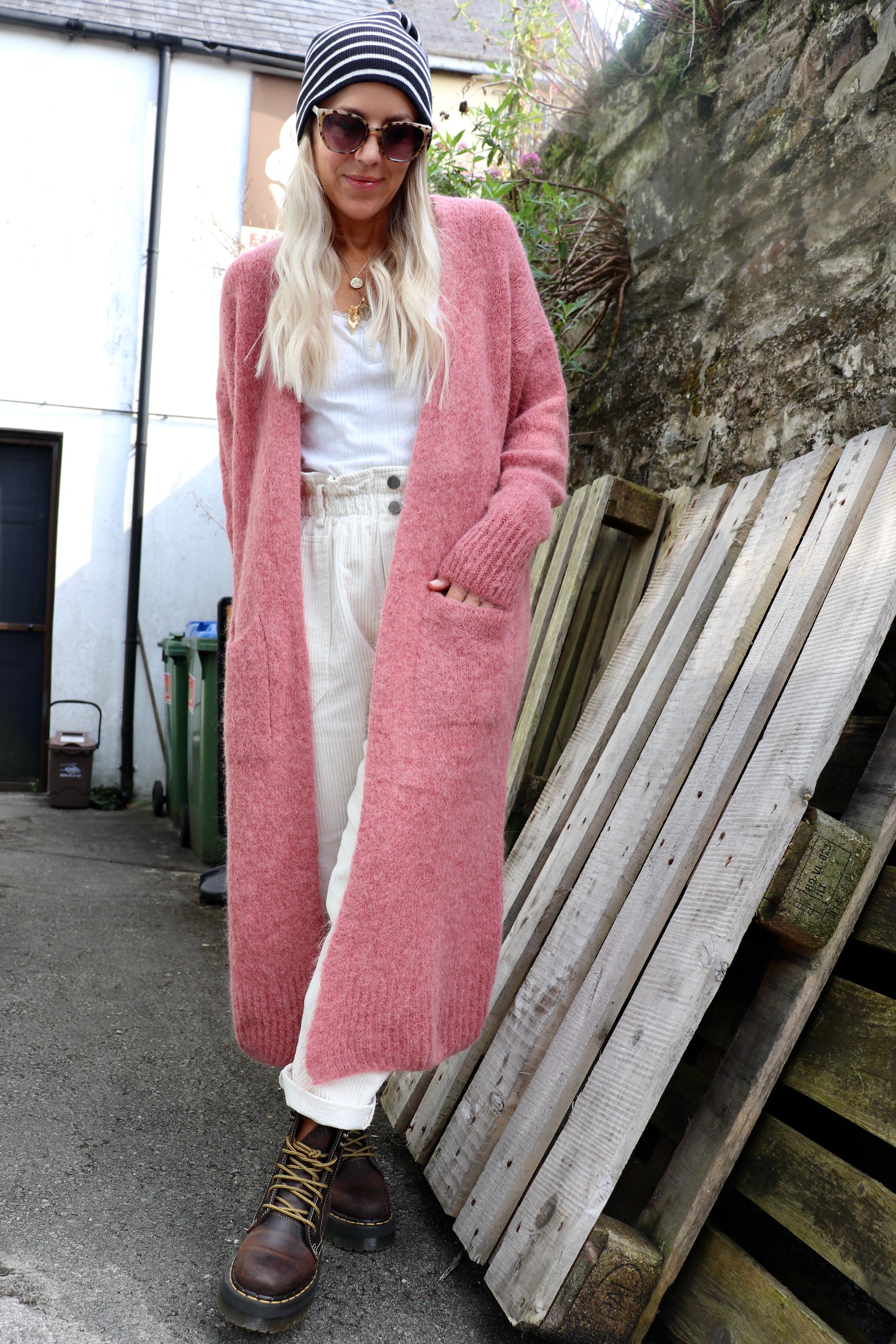 Long soft knit cardigan Rose WhiteFawn Boutique