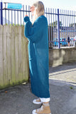 Teal long knit cardigan