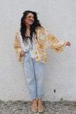 Mustard crochet knit kimono