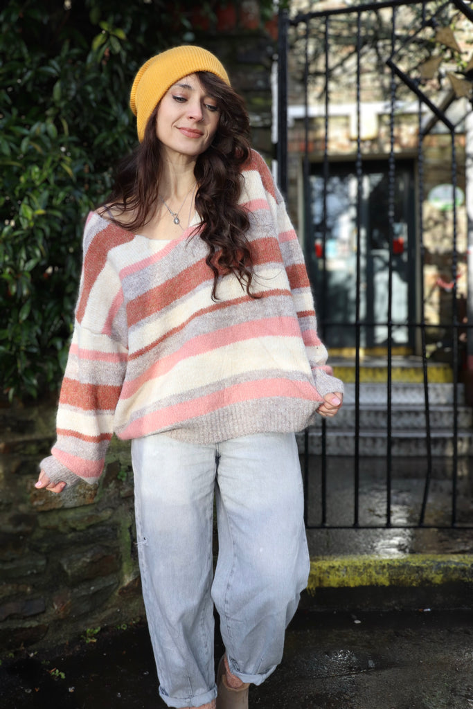 Peach stripe knit jumper