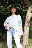 Colourful crochet sleeve jumper