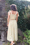 Floral yellow shirred dress