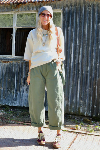 Barrel leg trousers (Khaki)