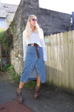 Side split denim skirt