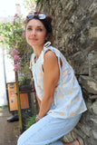 Floral patterned ruched blouse