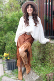 Lace end silky skirt