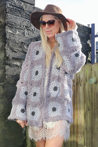 Lavender crochet cardigan