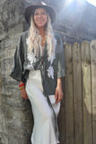 Floral applique detail tie blouse