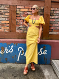 Cut out midi yellow dress