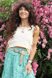 Broderie side tie top