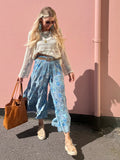 Tiered floral blue trousers