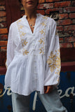 Embroidered sleeve blouse