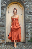 Rust bandeau linen dress