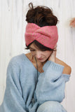 Chevron knit bow headband (Pink)