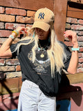 Black acid washed eagle tee