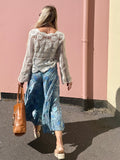Tiered floral blue trousers