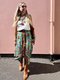 Peach and turquoise floral skirt