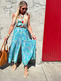 Turquoise floral jumpsuit