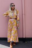 Floral mustard shirt dress