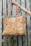 Floral cotton quilted bag (Mustard)