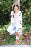 Aztec fringe fluffy cardigan