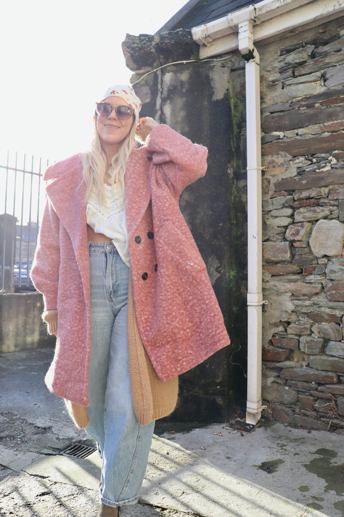 Dusty Pink boucle coat