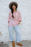 Pink mesh crochet top