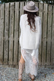 Asymmetrical lace trim skirt (Pearl)