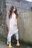 Silky Asymmetrical lace dress (Pearl)