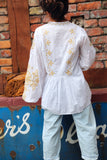 Embroidered sleeve blouse