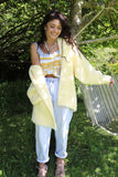 Butter yellow fluffy hooded cardigan