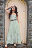 Embroidered olive green cami dress